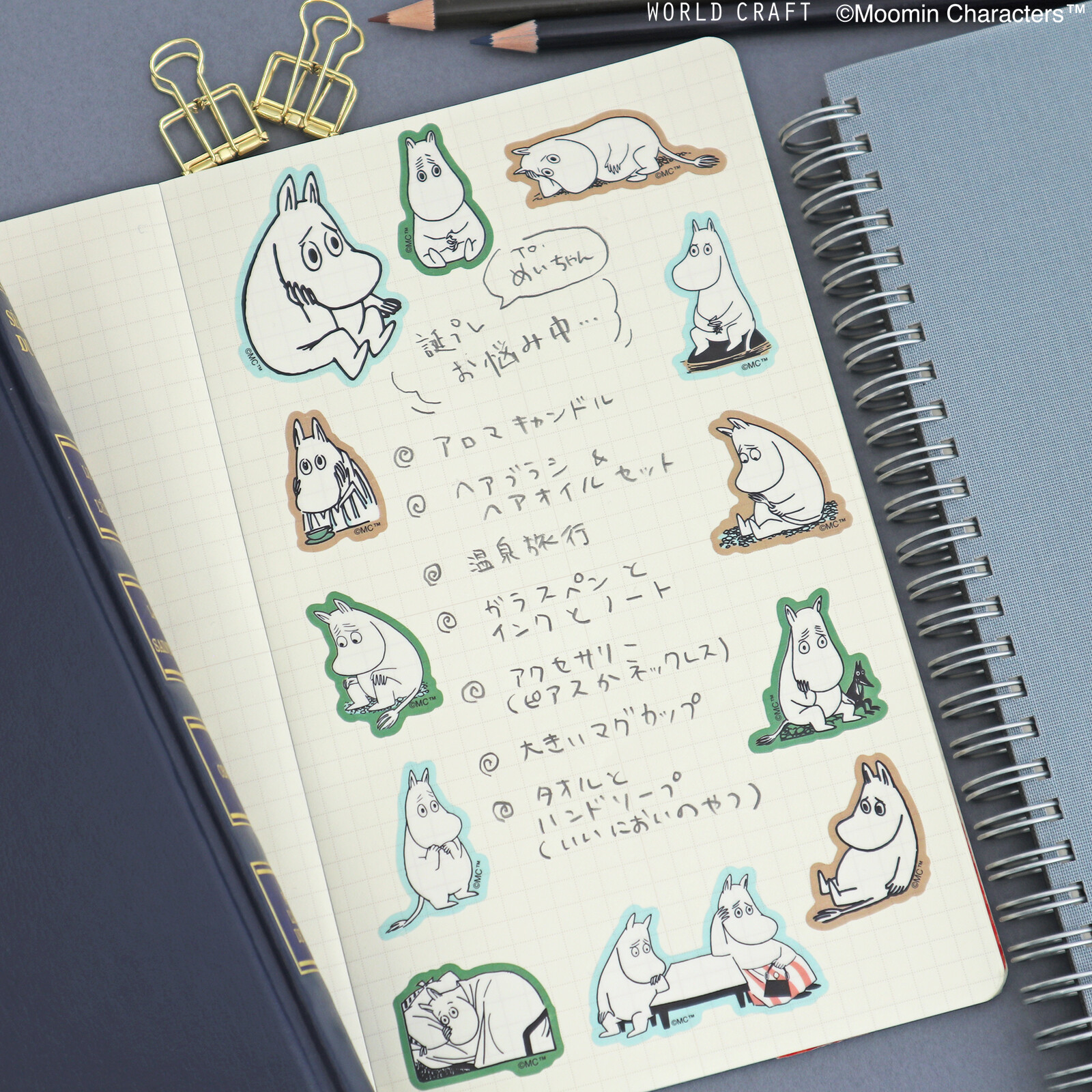 World Craft x Moomin PET Stickers - Thinking Face