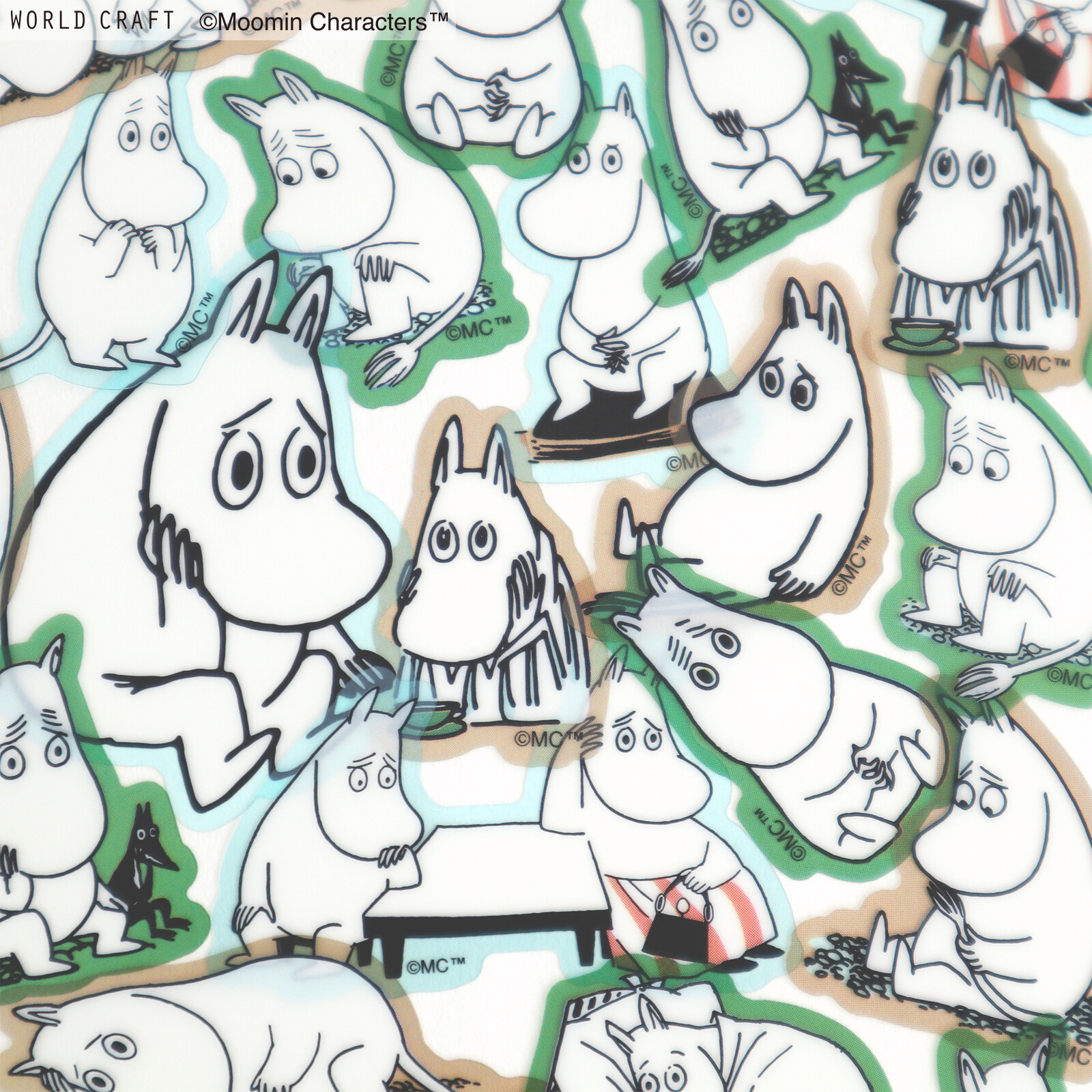 World Craft x Moomin PET Stickers - Thinking Face
